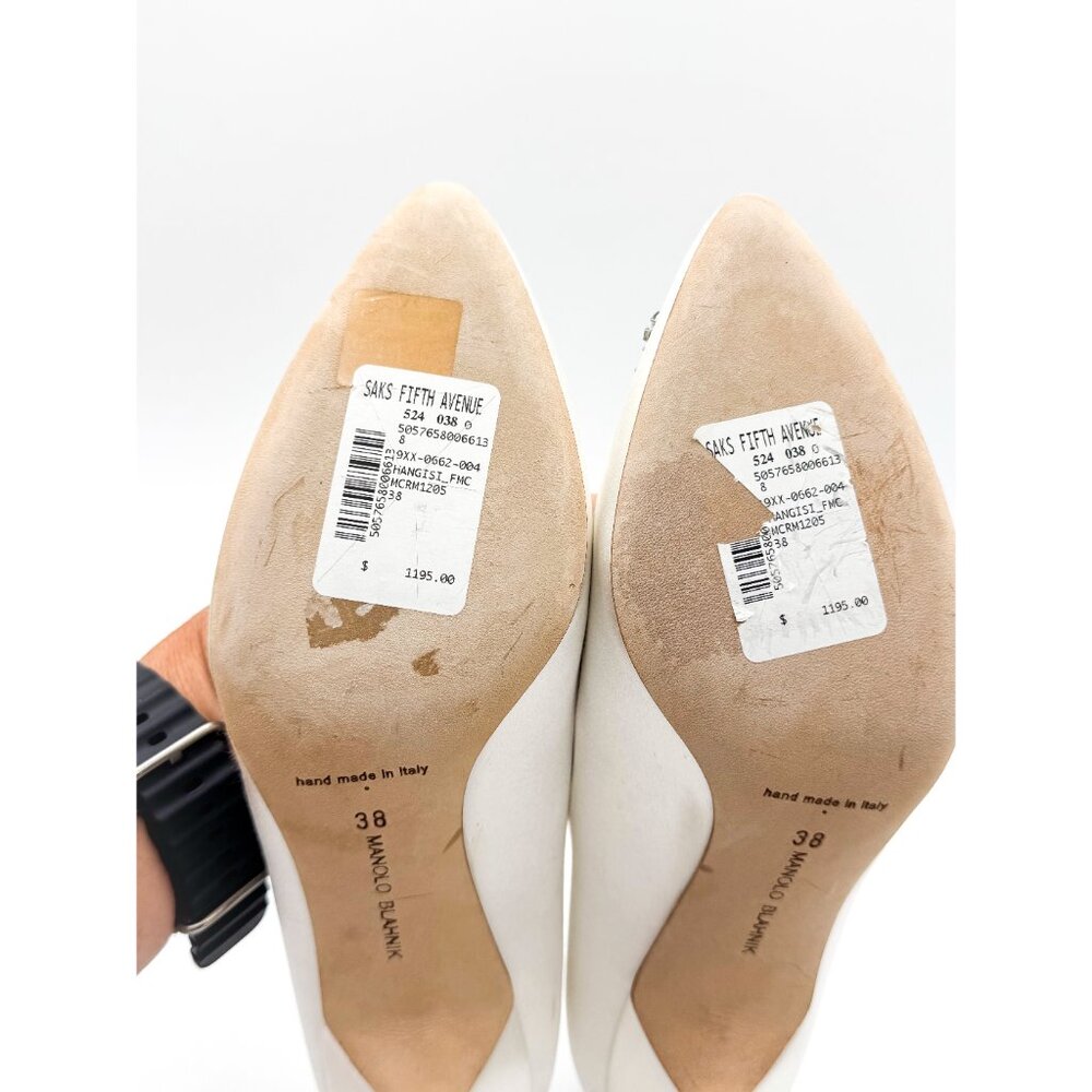 Manolo Blahnik Hangisi 70 Embellished Satin Jewel Buckle Designer Wedding Pumps - Picture 8 of 9